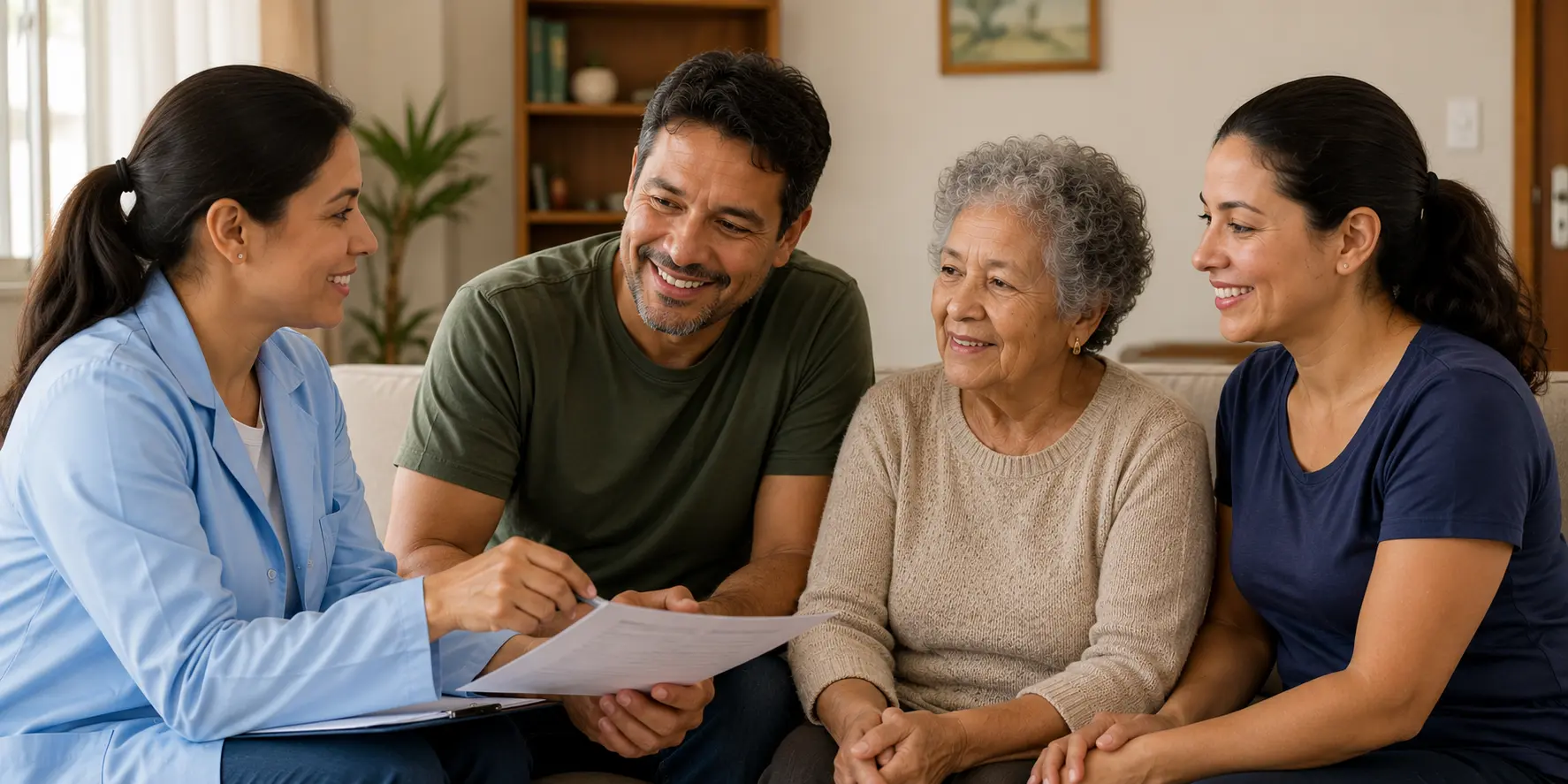 Familiares e cuidadores recebendo orientação